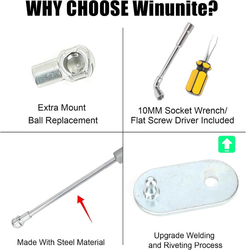 Winunite Compatible with 2015-2025 F150 White Tailgate Assist – Stainless Steel Material, Quiet Controlled Descent, No More Slamming Down, No Drill Bolt-On Installation with All Tools Included - Image 3