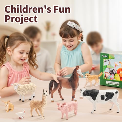 THINKBAY 8PCS Farm Animals Toys for Kids ToddlersRealistic Plastic Farm Animal Figurines Barn Toys with Marwari HorseCowRabbitDogSheepPigAlpacaGoose Preschool Toy Birthday Gift for Boys Girls - Image 5