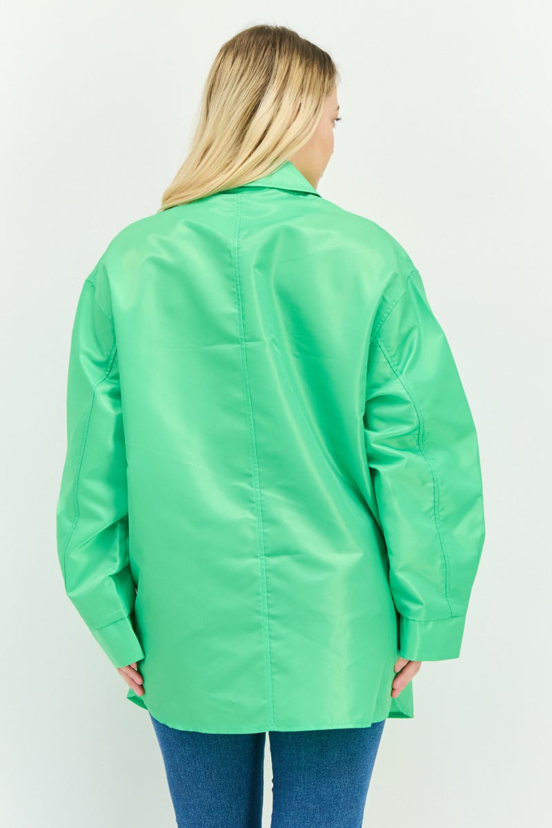 Asos Design Women Solid Jacket Shirt, Green  - Image 2