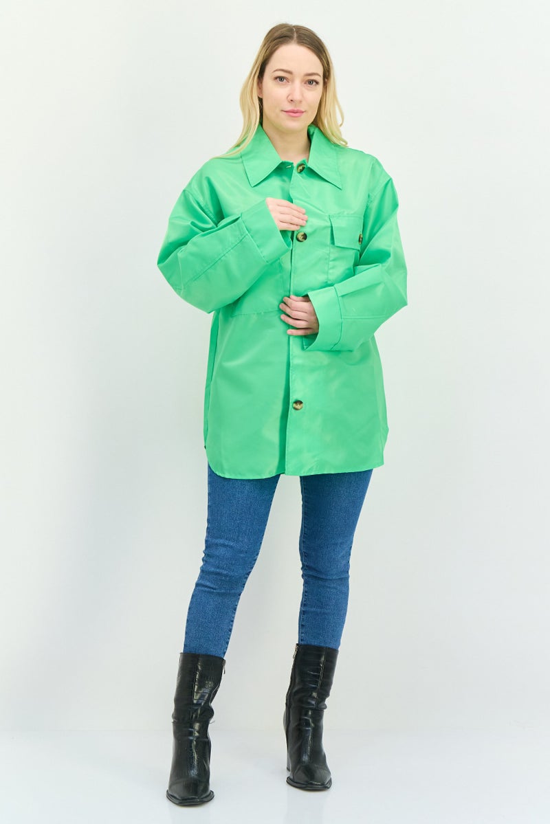 Asos Design Women Solid Jacket Shirt, Green  - Image 4