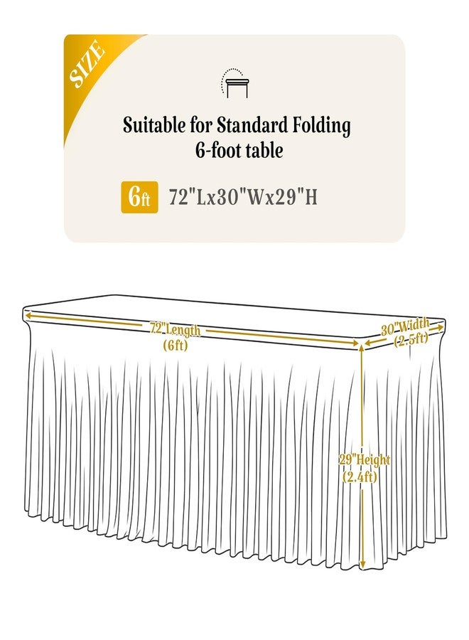 HB HBB MAGIC 4 Pack White Spandex Table Covers & Table Skirt for 6FT Rectangle Tables - Fitted 6 Foot Stretch Fabric Tablecloth with Pleats, Wrinkle Free for Weddings, Parties, Craft Fairs & Folding Tables - Image 4