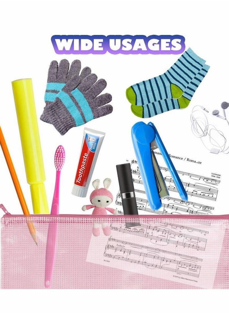 Excefore - Mesh Zipper Pouch Document Bag, Letter Size/A4 Size Zip File Folders, Waterproof Plastic Envelopes Folders, for School Office Supplies, Travel Storage Bags, File Pockets, 5 Colors - Image 1