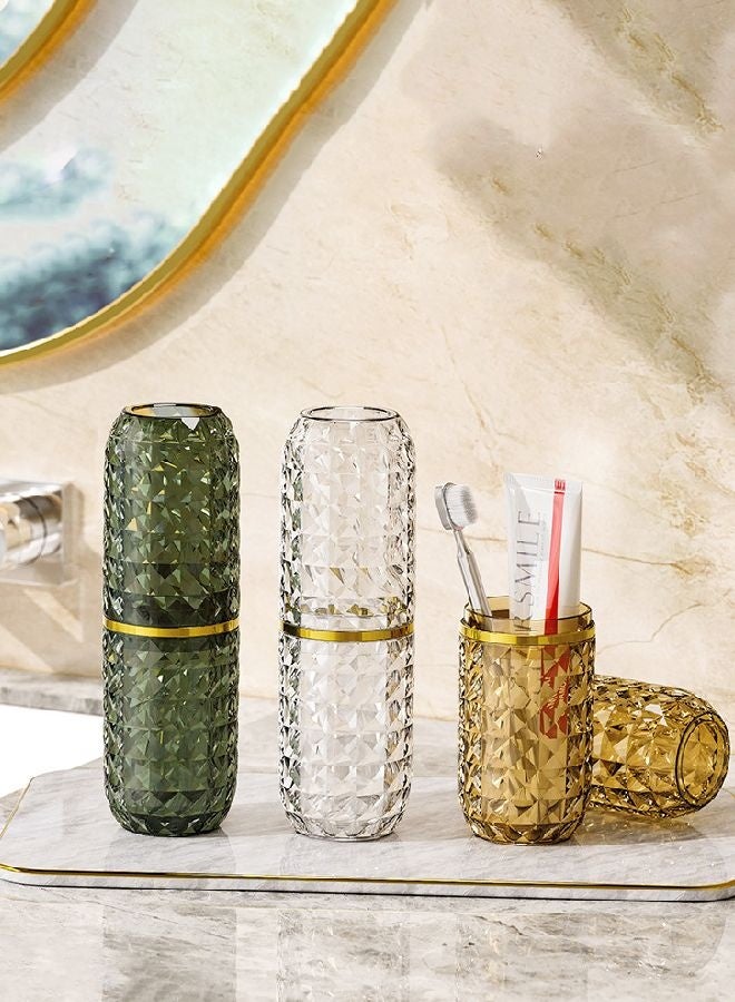 HOMESTAR 3 Pcs Travel Toothbrush Cup, Tooth-brush Holder with Cover, Portable Travel Tooth-brush Holder, Toothbrush Case and Carrier,Toothbrush Cup Mouth Wash Cup for Bathroom, School, and Business Travels Need - Image 1