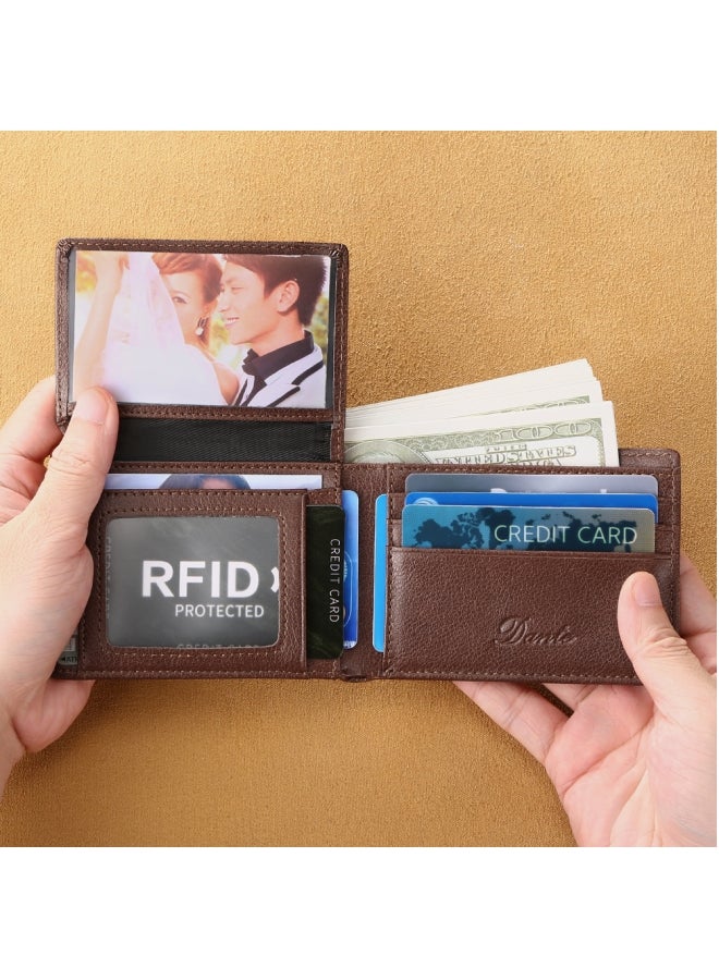 دانتي محفظة جلد البقر رقيقة مضادة للسرقة ومحفظة رخصة القيادة أفقية باللون البني (طبقة أولى من جلد البقر) - Image 2