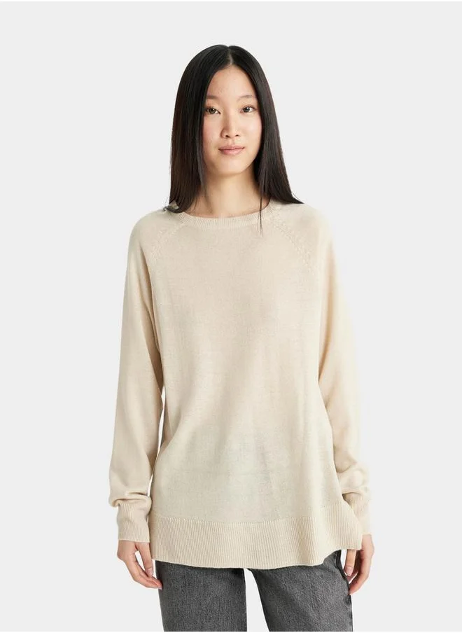 ديفاكتو Solid Raglan Sleeve Regular Fit Sweater by Styli