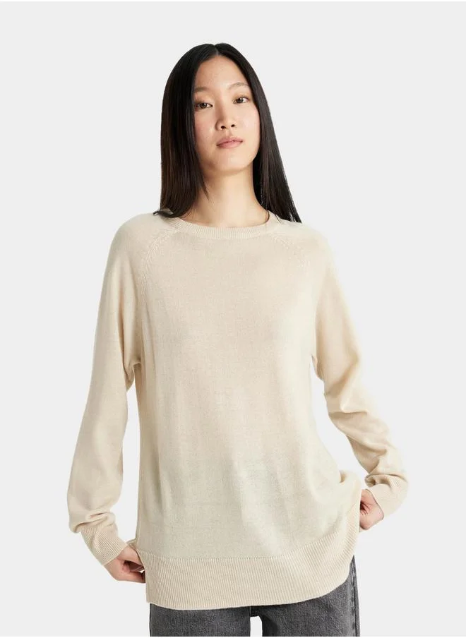 ديفاكتو Solid Raglan Sleeve Regular Fit Sweater by Styli
