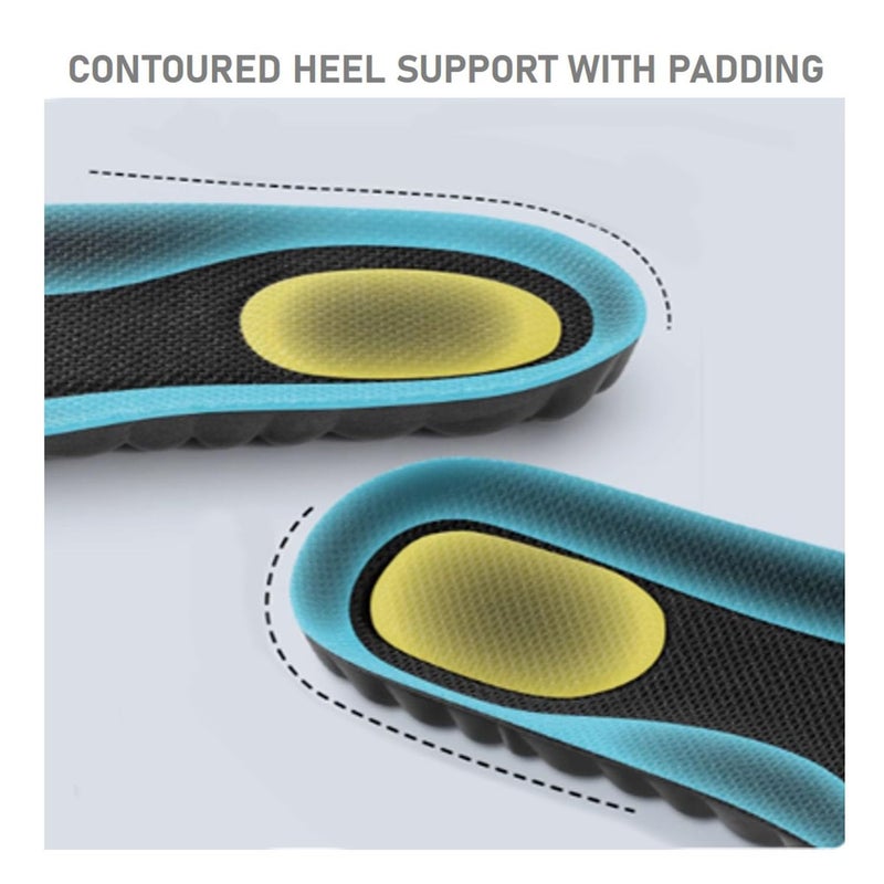 VivoFoot 2 Pair Foam Insoles, 4D Cloud Soles, Anti-Fatigue Pain Relief Work Sports Running Comfort Shoe Inserts, Trim to Fit Replacement Pads for Men Women(Men 7-11,Black) - Image 4