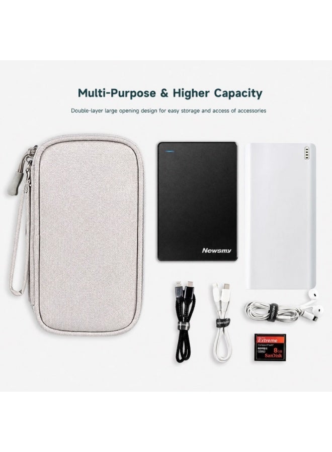Large Double-Layer Cable Organizer Bag, Digital Accessories Organizer, Cable & Charger Protective Case, Travel-Friendly Portable Bag—Suitable for Headphones, Power Banks, USB Hard Drives, and SD Cards (Gray) - Image 4