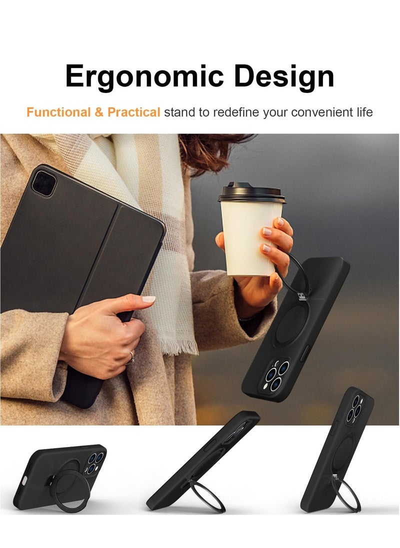 Eligo - iPhone 11 Pro Max MagSafe Case with Magnetic Invisible Stand,【Full Shockproof Protection】Soft Silicone Phone Cover with Kickstand for Apple 11 Pro Max (Black) - Image 1