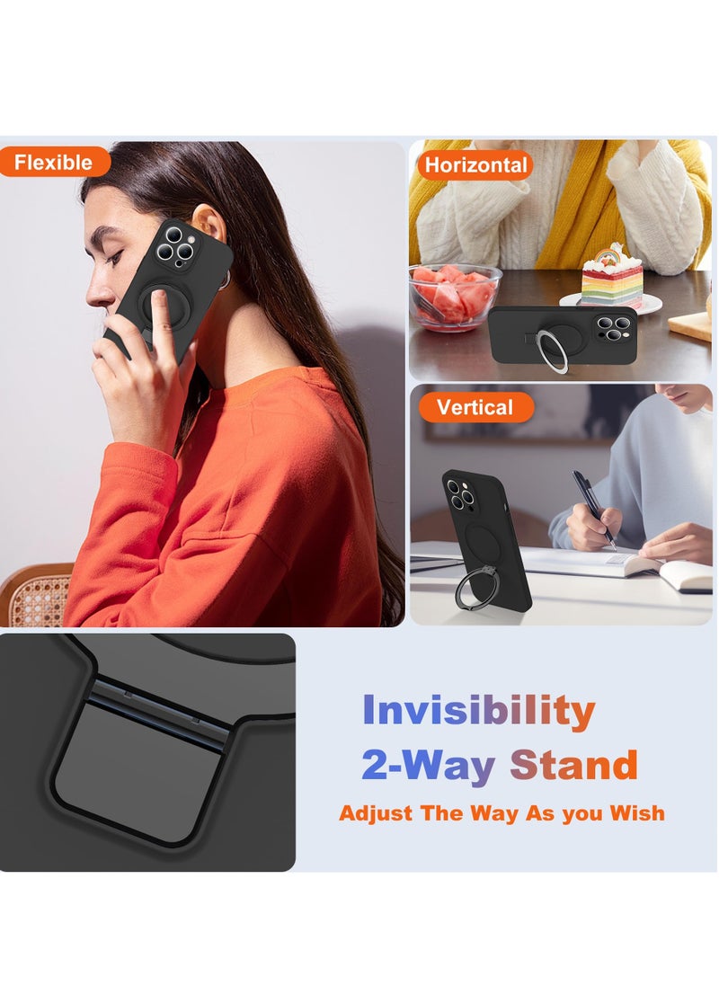 Eligo - iPhone 11 Pro Max MagSafe Case with Magnetic Invisible Stand,【Full Shockproof Protection】Soft Silicone Phone Cover with Kickstand for Apple 11 Pro Max (Black) - Image 1