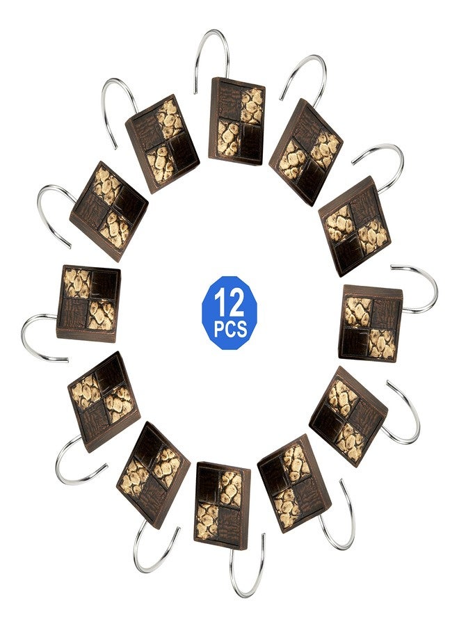 Popular Bath 713176 Shower Curtain Hooks, Zambia Collection, Set of 12, Animal Print/Beige, Chocolate - Image 4