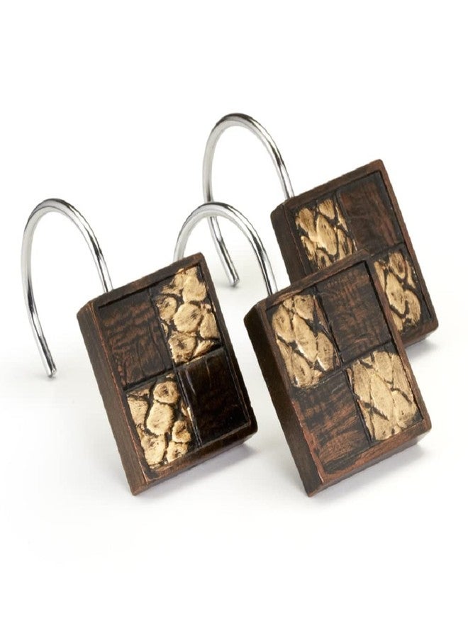 Popular Bath 713176 Shower Curtain Hooks, Zambia Collection, Set of 12, Animal Print/Beige, Chocolate - Image 1