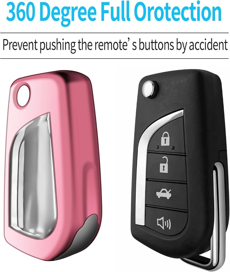 Autophone Pink TPU Key Fob Cover with Keychain for Toyota Models - Image 4