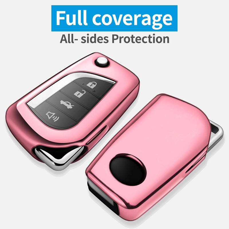Autophone Pink TPU Key Fob Cover with Keychain for Toyota Models - Image 3