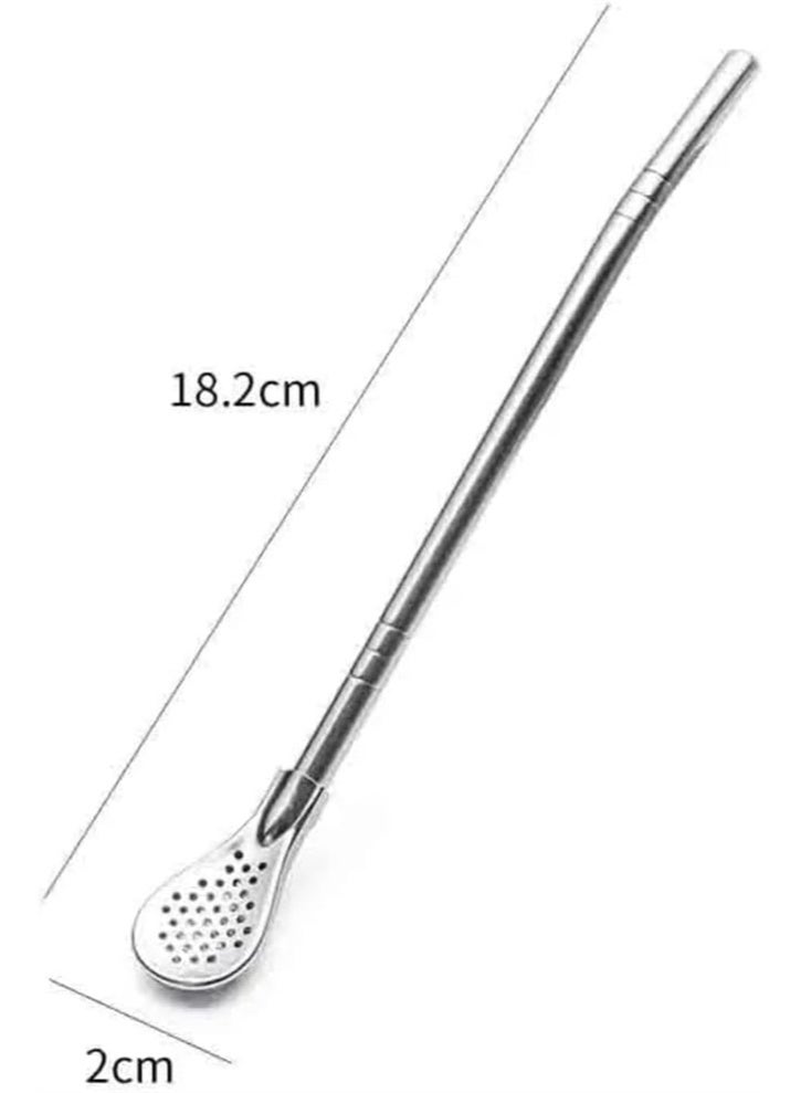 هومستر ماتي القش، 4 قطع يربا ماتي شاي بومبيلا شراب القش مع فرشاة تنظيف مجموعة، فضية - Image 5