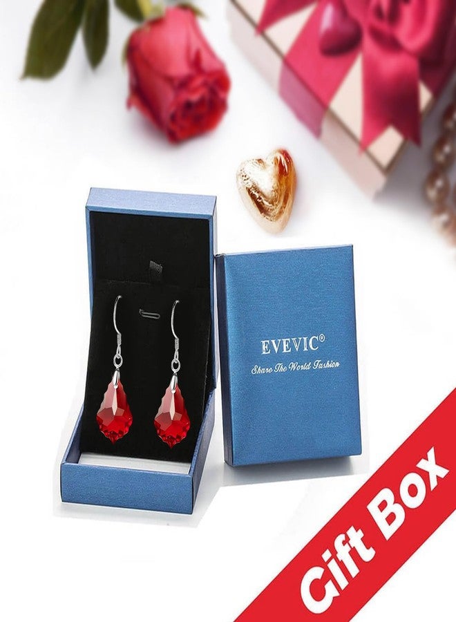 EVEVIC Austrian Crystal Baroque Drop Dangle Earrings for Women 925 Sterling Silver Hook Hypoallergenic Jewelry (Red) - Image 5