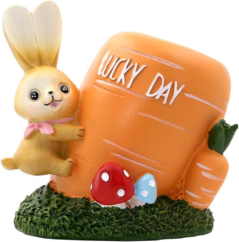 Winterworm Rabbit Pencil Holder Cute Bunny Pen Container Pencil Cup Animal Pen Holder Desktop Organizer Makeup Brush Holder for Home Office Decoration Christmas Easter Kid School Student Gift with Carrot - Image 1