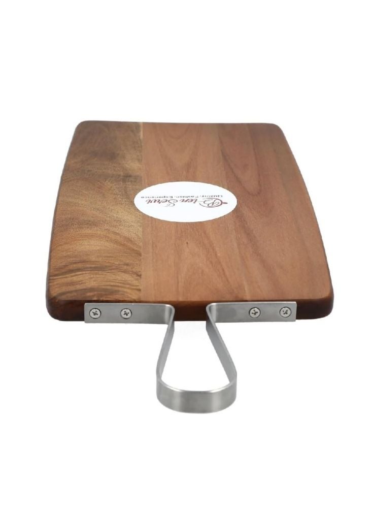 أكاسيا لوح تقطيع أو لوح تقديم من خشب الأكاسيا بمقبض فولاذي - Image 1