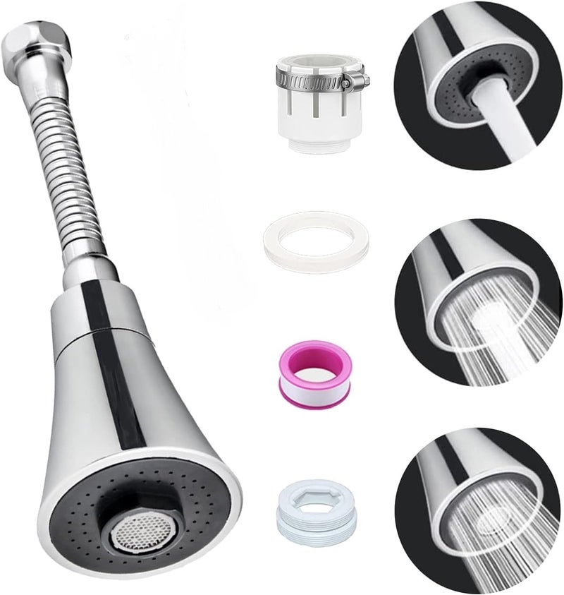 ATCAN 360 Rotating Kitchen Sink Tap Extender with 3 Modes Shower Filter and Water Saving Features Flexible Faucet Sprayer Head for AntiSplash Health Faucet and Wash Basin Accessories - Image 1