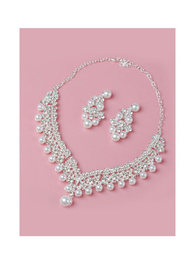 طقم مجوهرات مرصع باللؤلؤ الفاخر لحفلات الزواج - Image 2