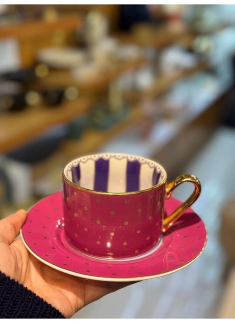 Kosovo Fuchsia Polka Dot Single Tea Cup