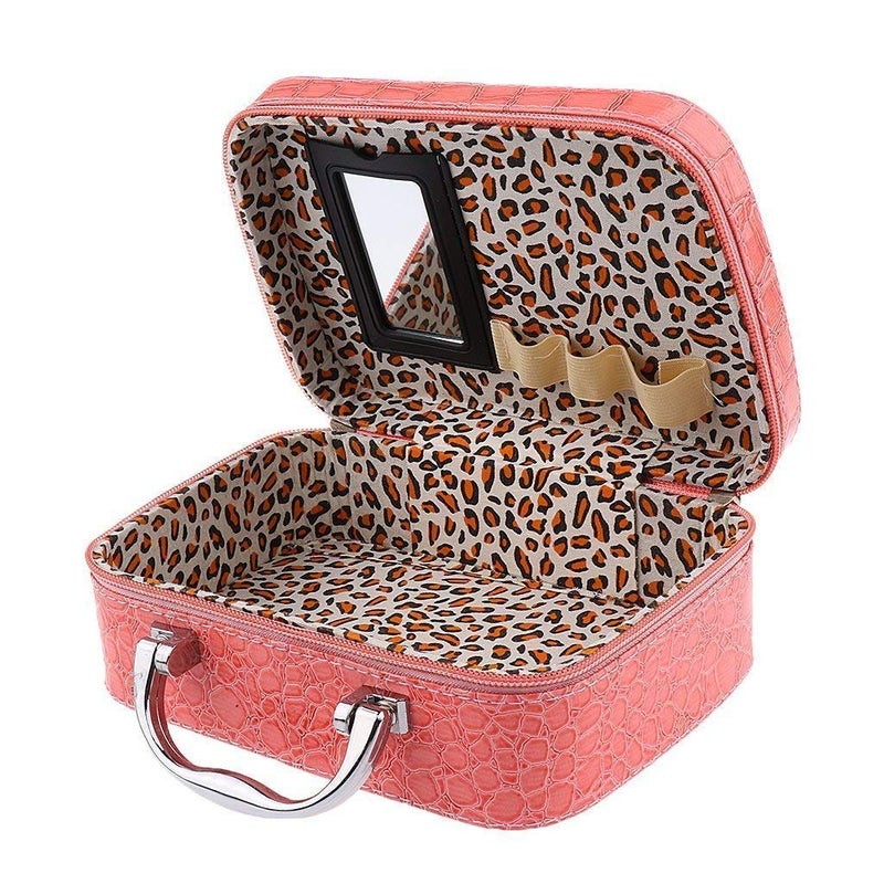 ERHETUS Leather Latest Stylish Makeup Bag for Women | Cosmetic Bag | Jewellery Organizer | 20x13x8 cm Toiletry Box with Compact Magnifying Mirror for Travel (Multi-Colour) - Image 1