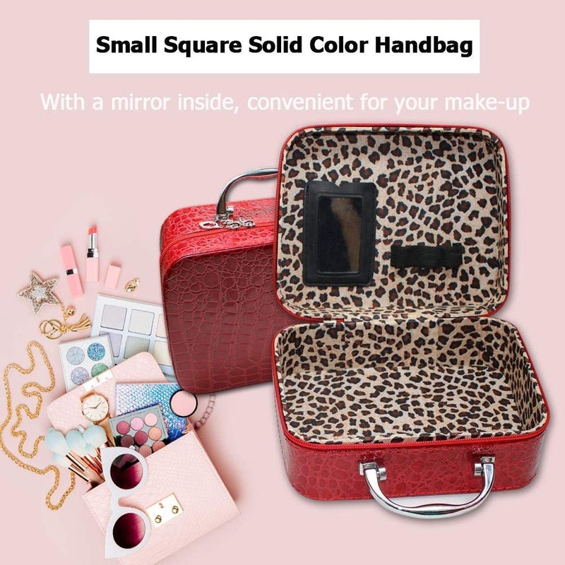 ERHETUS Leather Latest Stylish Makeup Bag for Women | Cosmetic Bag | Jewellery Organizer | 20x13x8 cm Toiletry Box with Compact Magnifying Mirror for Travel (Multi-Colour) - Image 4