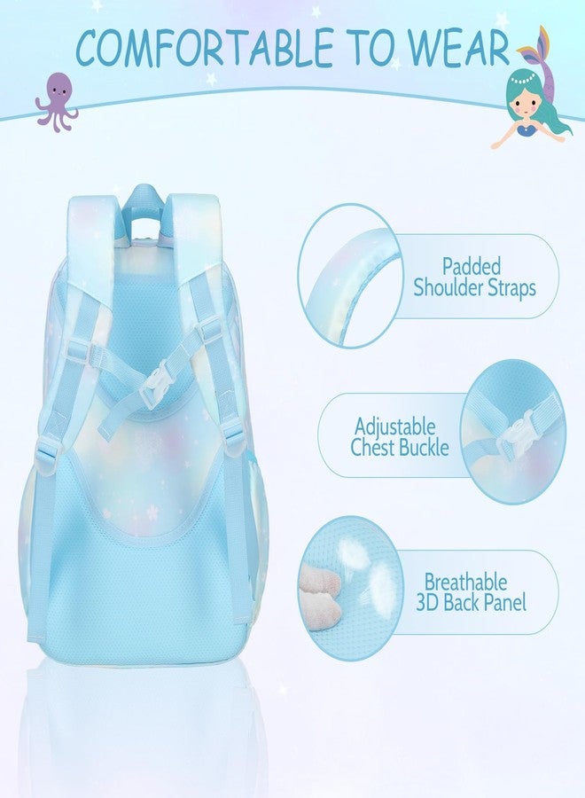 ACESAK Kids School Backpack for Girls, Mermaids Bookbag Backpack with 14OZ Kids Water Bottle, Blue, 4cs Backpack Jar Set - Image 4
