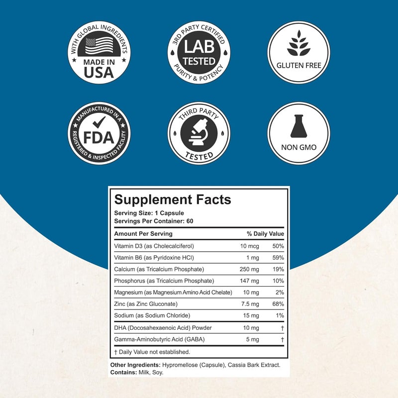 NuBest Grow Power  Calcium Supplement  Magnesium Supplement with Vitamin D3 B6 Zinc Phosphorus and Multivitamin for Strong Bones Overall Health for Age 10  60 Capsules  1 Month Supply - Image 4