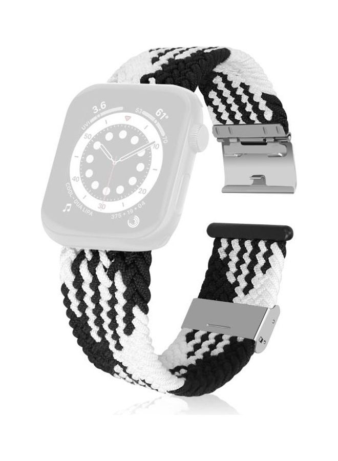 HuHa Ethnic Replacement Watchband for Apple Watch Series 1/2/3/4/5/6/7/SE 42/44/45mm Vertical Black/White - Image 1