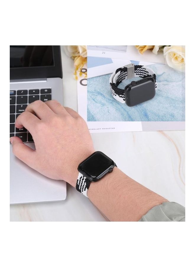 HuHa Ethnic Replacement Watchband for Apple Watch Series 1/2/3/4/5/6/7/SE 42/44/45mm Vertical Black/White - Image 2