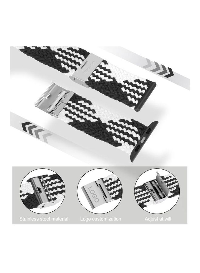 HuHa Ethnic Replacement Watchband for Apple Watch Series 1/2/3/4/5/6/7/SE 42/44/45mm Vertical Black/White - Image 3