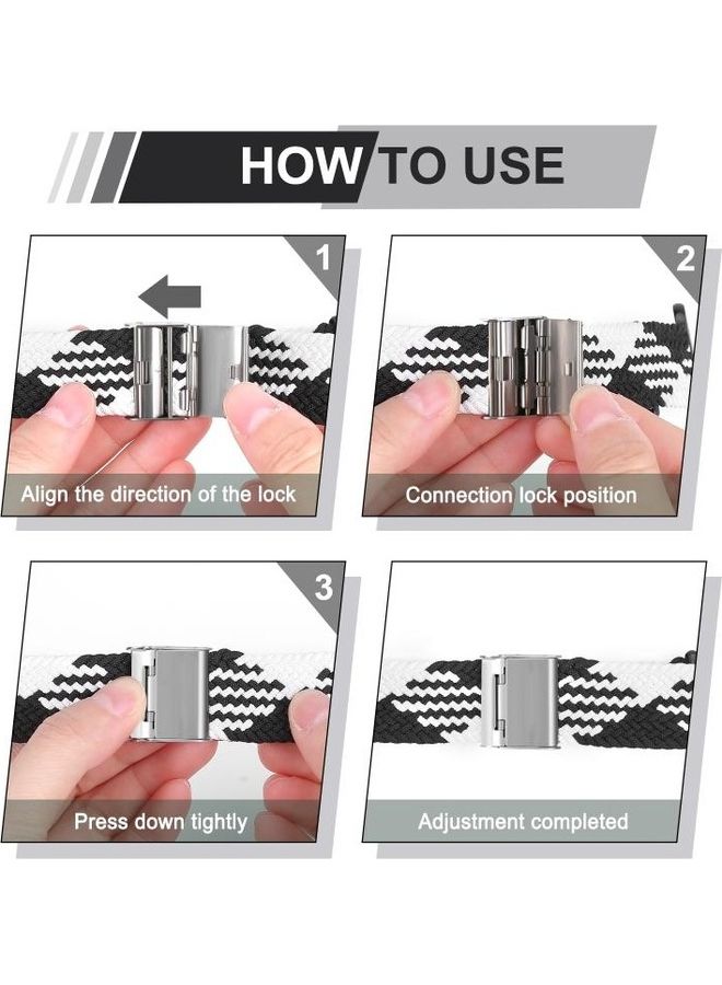 HuHa Ethnic Replacement Watchband for Apple Watch Series 1/2/3/4/5/6/7/SE 42/44/45mm Vertical Black/White - Image 5