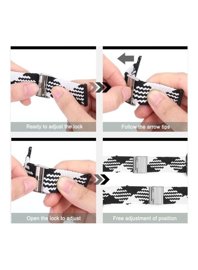 HuHa Ethnic Replacement Watchband for Apple Watch Series 1/2/3/4/5/6/7/SE 42/44/45mm Vertical Black/White - Image 4