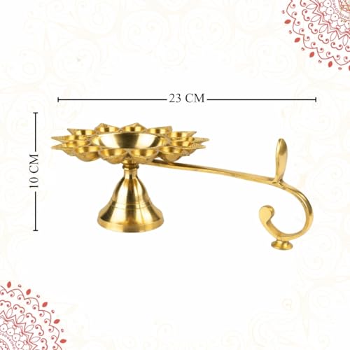Klassic Kumbha 8 Inch Large Akhand Diya with Borosilicate Glass Shade & Gold Lid | Premium Brass Oil Lamp for Mandir, Pooja & Aarti | Wind-Protected Cylindrical Jyoti Lamp (Pack of 1) - Image 4