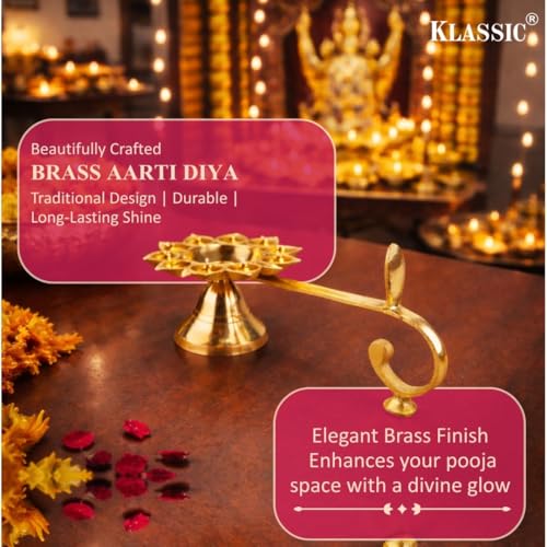 Klassic Kumbha 8 Inch Large Akhand Diya with Borosilicate Glass Shade & Gold Lid | Premium Brass Oil Lamp for Mandir, Pooja & Aarti | Wind-Protected Cylindrical Jyoti Lamp (Pack of 1) - Image 3