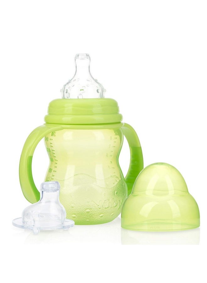 Nuby Nuby 3-Stage Wide Neck No Spill Bottle with Handles and Non-Drip Juice Spout, 3 Months, 8 Ounce, 3 Count, (Blue/Green/Orange)  - Image 2
