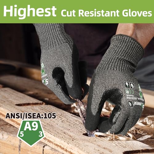 Schwer ProGuard High Level Cut Resistant Work Gloves PR3326 for Extreme ProtectionANSI A9 Cut Gloves with Reinforced Thumb Non Slip Durable Touchscreen Black 2 PairsM - Image 3