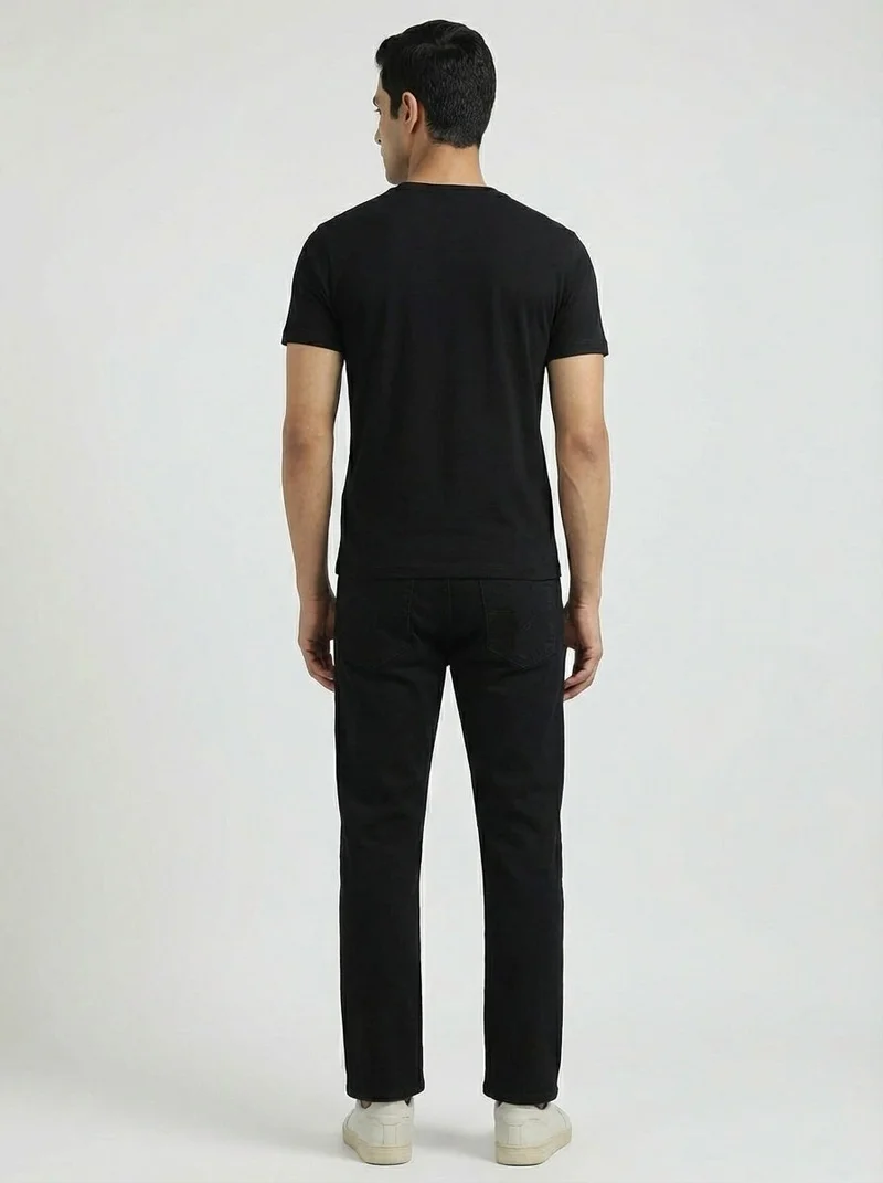 Inkd Raven Black Men's Classic Regular Fit Jeans with 5 Pocket Styling | Mid- Rise | Soft & Stretchable for Men | Best Price UAE
