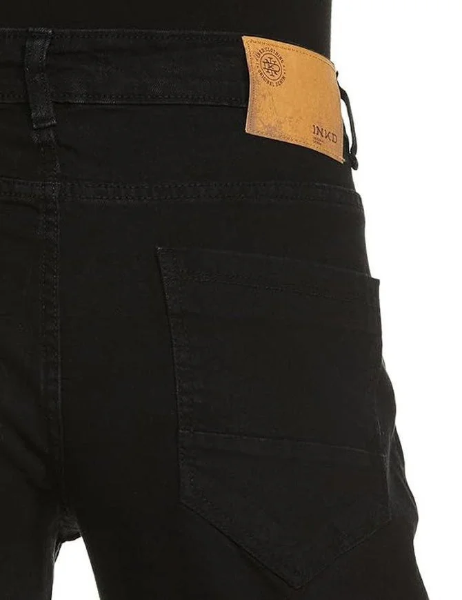 Inkd Raven Black Men's Classic Regular Fit Jeans with 5 Pocket Styling | Mid- Rise | Soft & Stretchable for Men | Best Price UAE