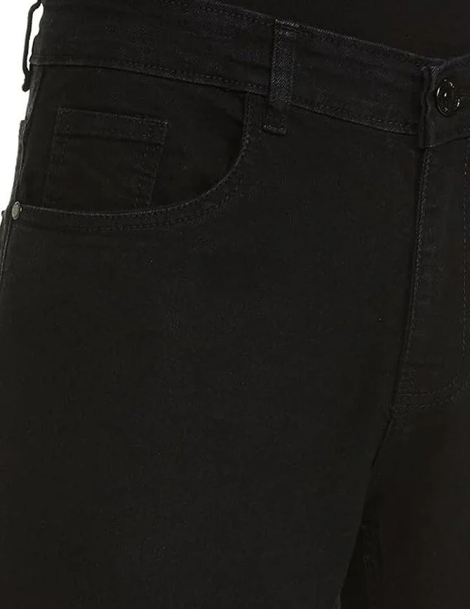 Inkd Raven Black Men's Classic Regular Fit Jeans with 5 Pocket Styling | Mid- Rise | Soft & Stretchable for Men | Best Price UAE
