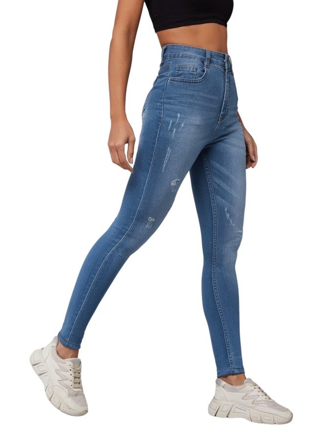 Miss Chase Women's Skinny High Rise Regular Stretchable Denim (Plus Size) Jeans (MCAW18DEN02-77-321-32, Zenith Blue, 32) - Image 1