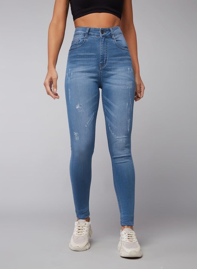 Miss Chase Women's Skinny High Rise Regular Stretchable Denim (Plus Size) Jeans (MCAW18DEN02-77-321-32, Zenith Blue, 32) - Image 2