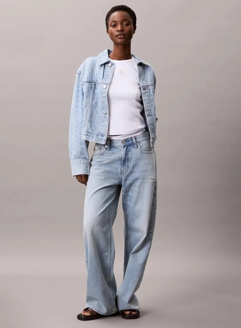 Monogram Logo Cropped Denim Jacket