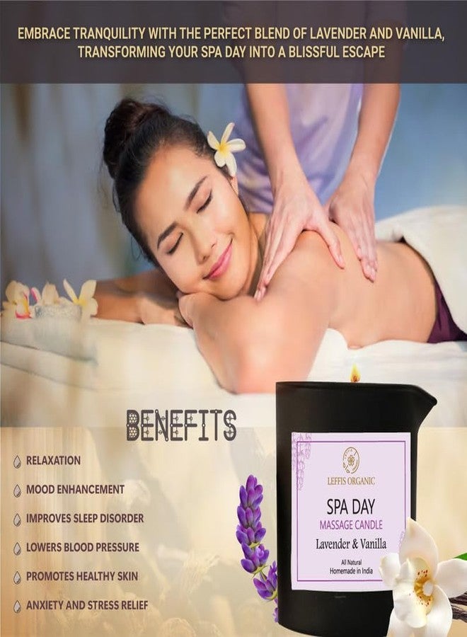 LEFFIS 100% Natural Spa Day Massage Candle - Lavender & Vanilla, All Natural, Relaxing, Stress Relief, Skin Nourishing, Aromatherapy, Homemade in India - Image 4