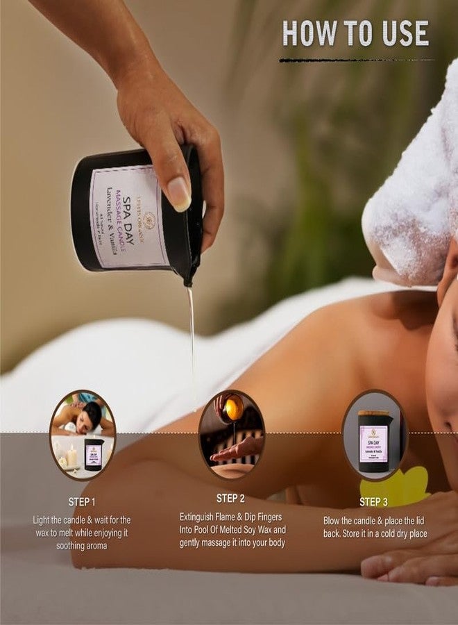 LEFFIS 100% Natural Spa Day Massage Candle - Lavender & Vanilla, All Natural, Relaxing, Stress Relief, Skin Nourishing, Aromatherapy, Homemade in India - Image 2