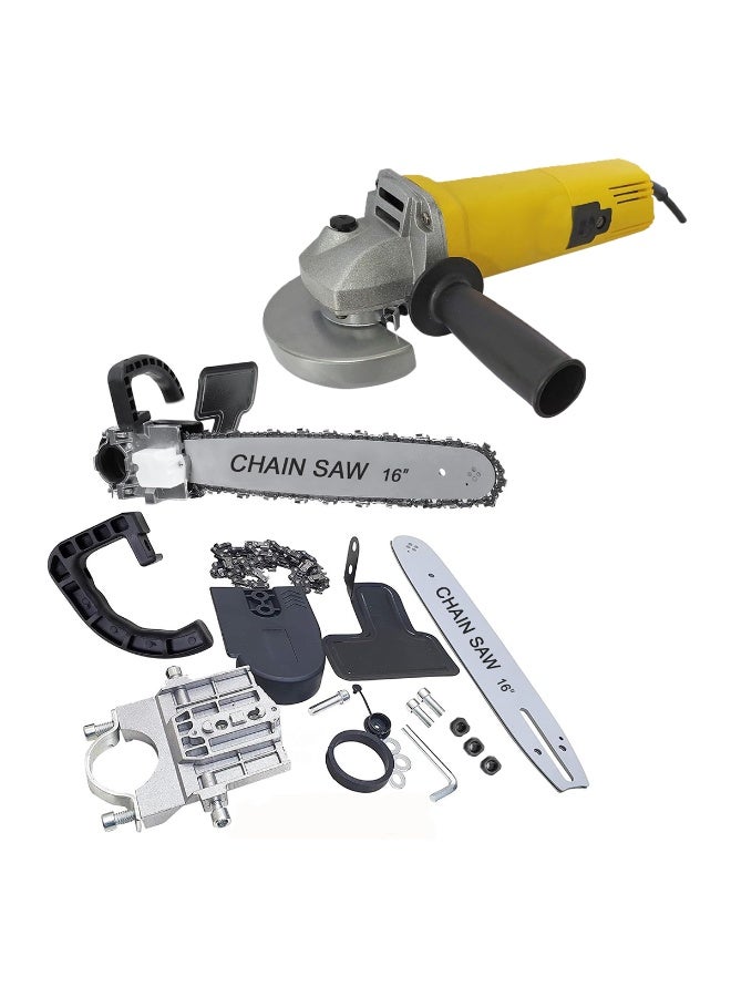 بروفيشنال ملحق منشار كهربائي مقاس 16 بوصة لتركيبه على ماكينة الجلخ، طقم محول منشار كهربائي مع دليل التوجيه وواقي السلسلة ومقبض، أداة لقطع الأخشاب والأغصان والخيزران، مناسبة للاستخدام في الغابات والحدائق والمزارع، محول منشار كهربائي لماكينة الجلخ، لتقليم الأشجار وقطعها. - Image 4