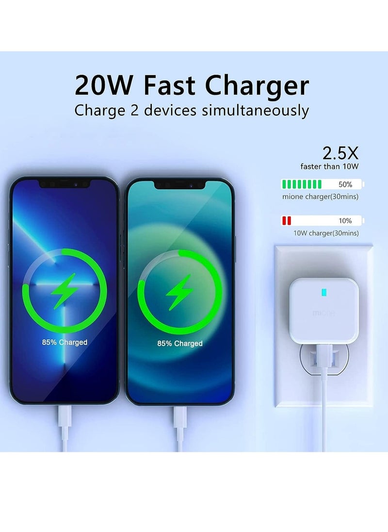 ELTRAZONE - 20W USB C Charger Block, 2-Ports [USB-C + USB] Charging Station, QC PD3.0 GaN Fast Charging Block, Type C Power Adapter for iPad Pro/iPhone/Samsung Note/Galaxy (With Cable) - Image 1