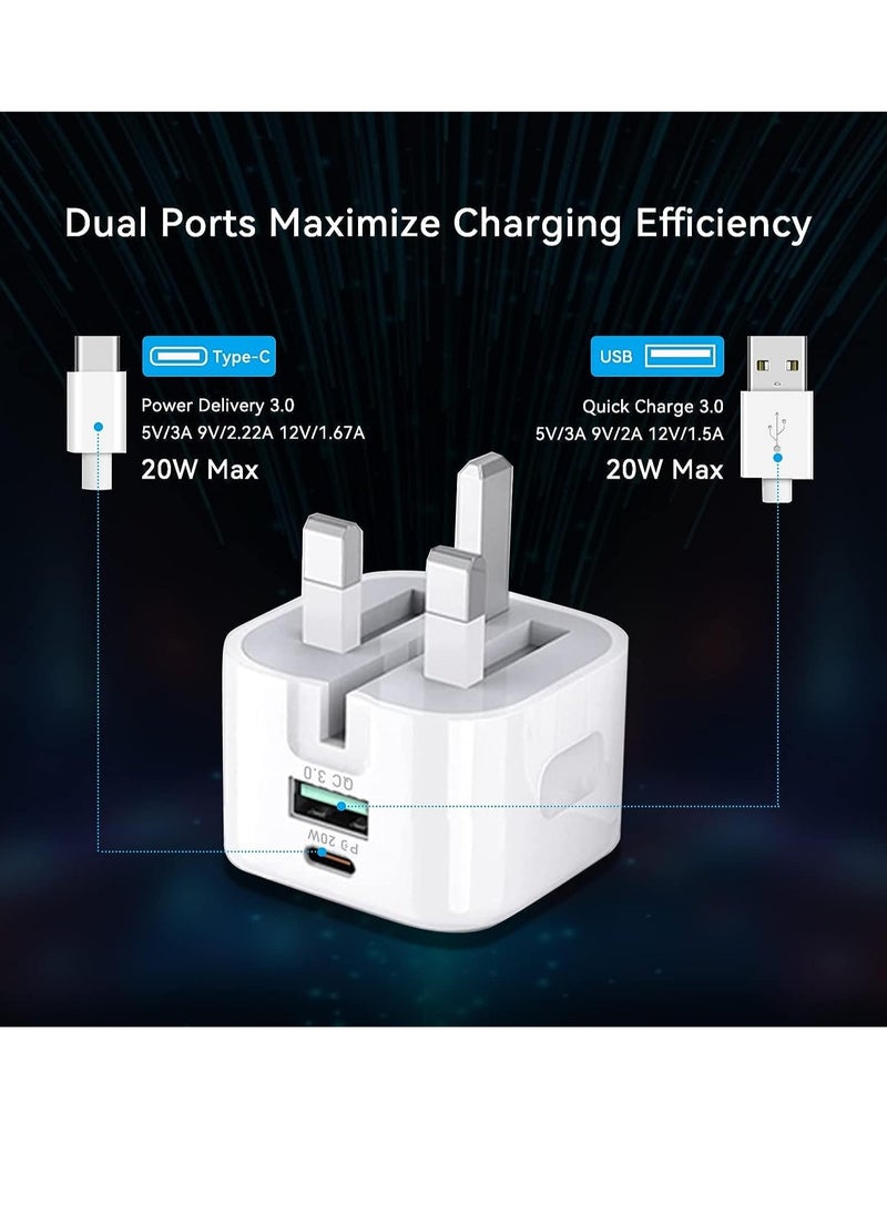 ELTRAZONE - 20W USB C Charger Block, 2-Ports [USB-C + USB] Charging Station, QC PD3.0 GaN Fast Charging Block, Type C Power Adapter for iPad Pro/iPhone/Samsung Note/Galaxy (With Cable) - Image 1