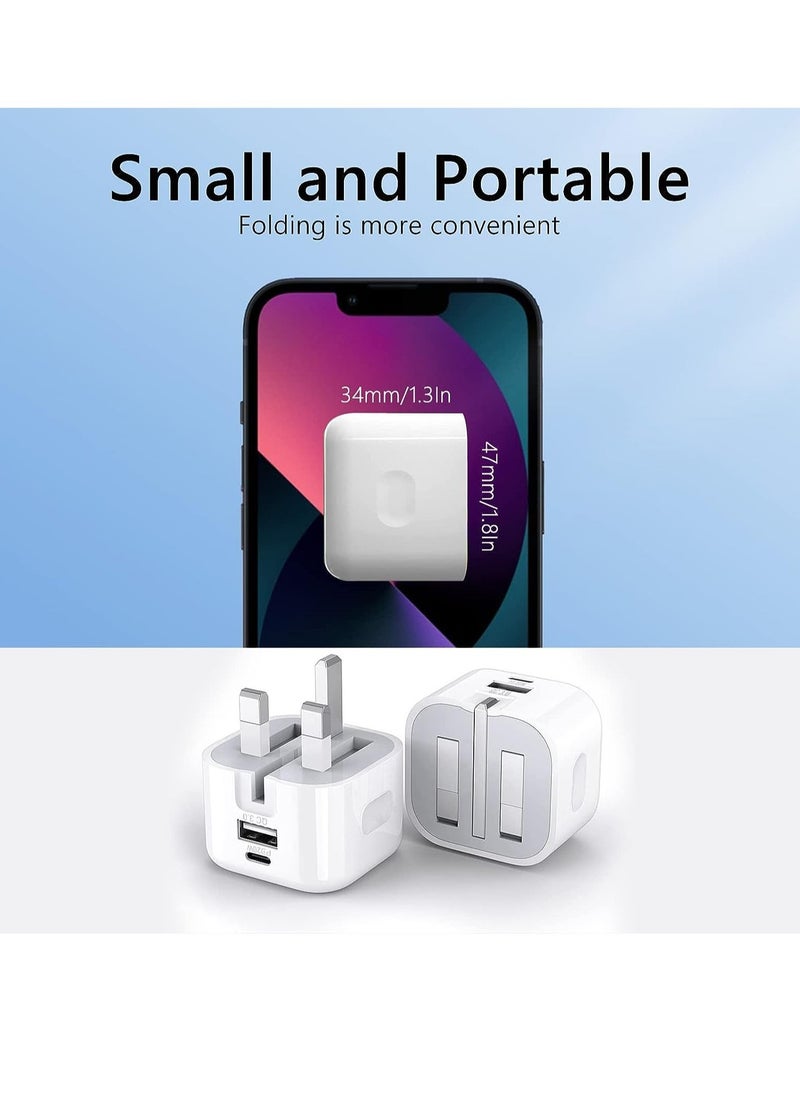 ELTRAZONE - 20W USB C Charger Block, 2-Ports [USB-C + USB] Charging Station, QC PD3.0 GaN Fast Charging Block, Type C Power Adapter for iPad Pro/iPhone/Samsung Note/Galaxy (With Cable) - Image 1